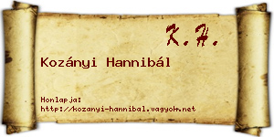 Kozányi Hannibál névjegykártya